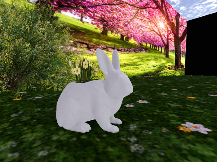 White Marble Bunny with Daffodil Bright Yellow - NEW 2025