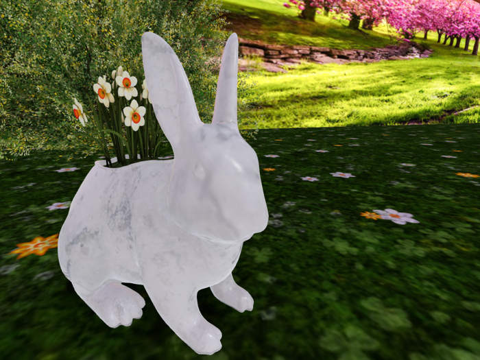 White Marble Bunny with Daffodils White/ Yellow - NEW 2025