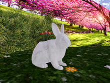White Marble Bunny with Tulips in Three Colors
