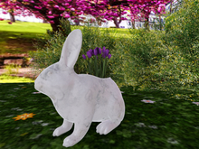 White Marble Bunny with Purple Tulips