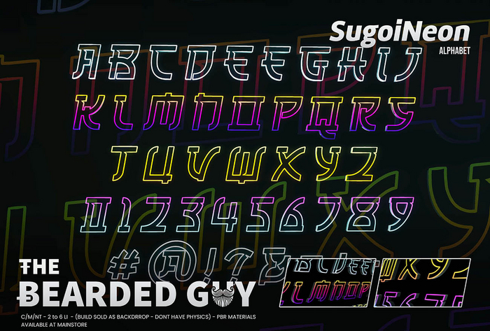 Sugoi Neon Alphabet - The Bearded Guy