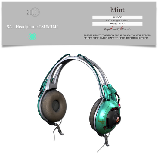 :::SOLE::: SA - Headphone TSUMUJI (Mint)