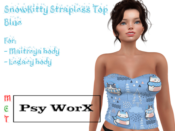 >Psy WorX< SnowKitty Strapless Top Blue DEMO