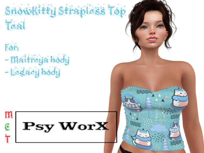 >Psy WorX< SnowKitty Strapless Top Teal DEMO