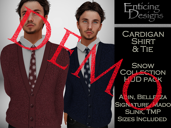 *ED DEMO Pack Cardigan Shirt & Tie - Snow
