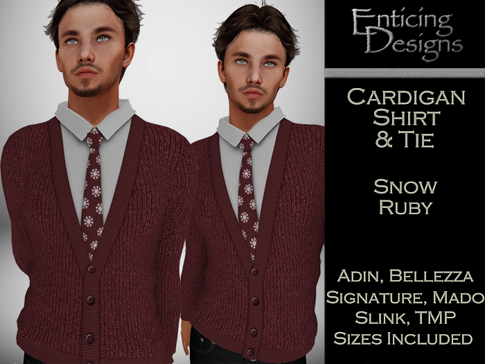 *ED Cardigan Shirt & Tie - Snow Ruby