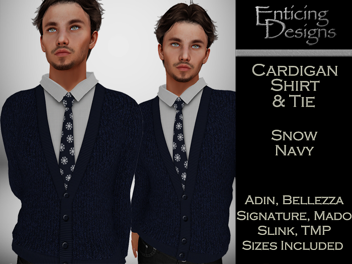 *ED Cardigan Shirt & Tie - Snow Navy