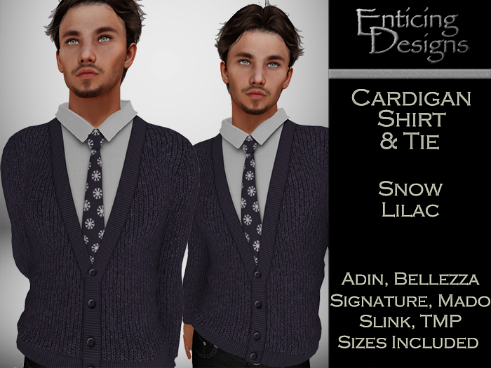*ED Cardigan Shirt & Tie - Snow Lilac / Plum