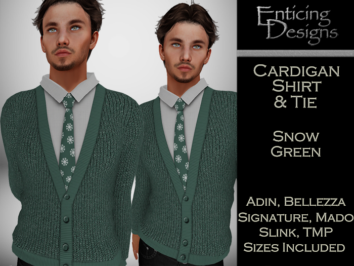 *ED Cardigan Shirt & Tie - Snow Green