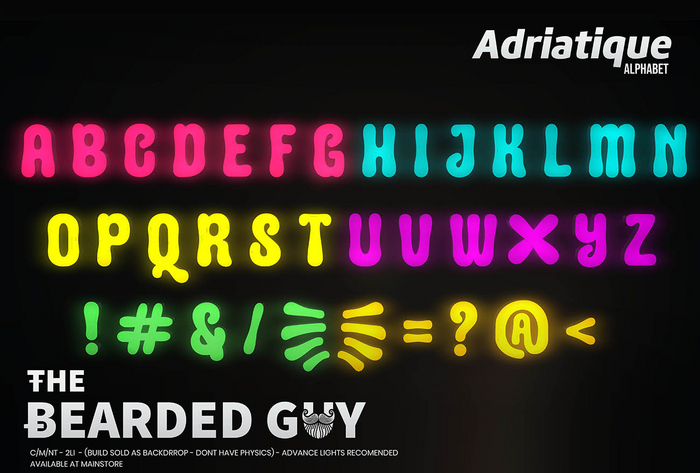Pack Adriatique Neon Alphabet - The Bearded Guy