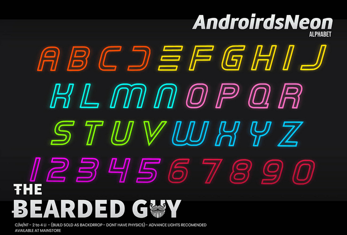 Pack Androids Neon Alphabet - The Bearded Guy