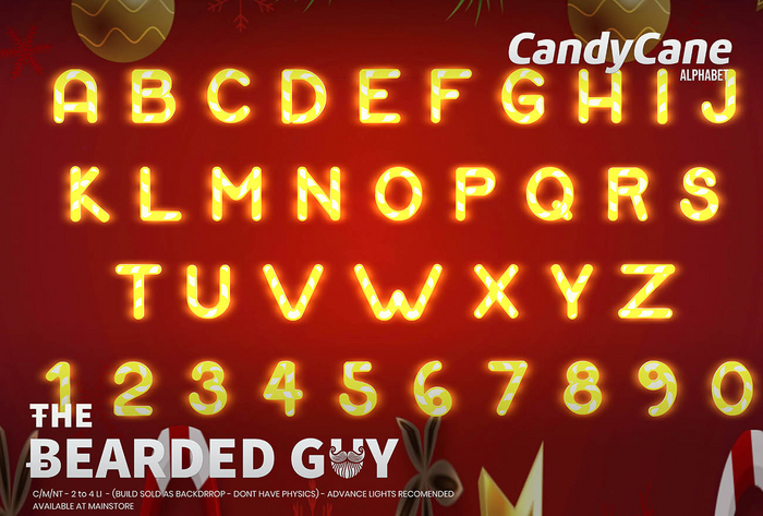 Pack Candy Cane Neon Alphabet - The Bearded Guy