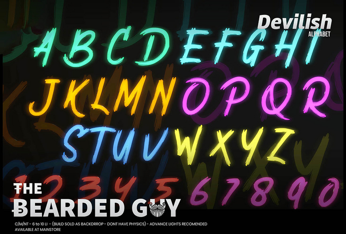 Pack Devilish Neon Alphabet - The Bearded Guy
