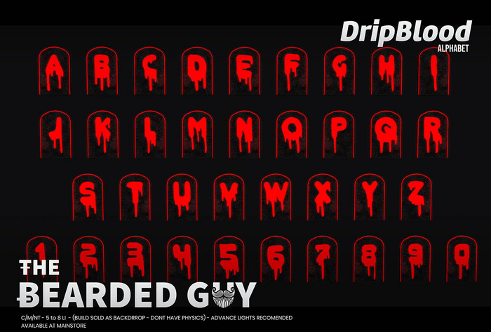 Pack Drip Blood Neon Alphabet - The Bearded Guy