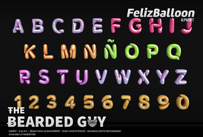 Pack Feliz Balloon Alphabet - The Bearded Guy