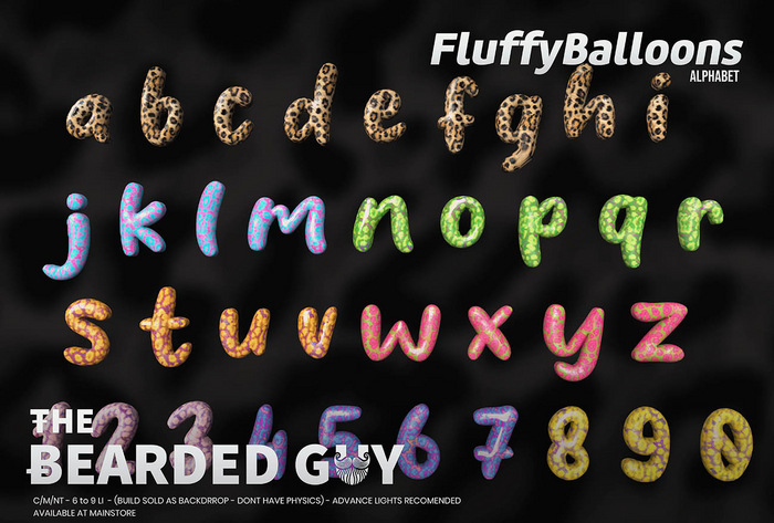 Pack Fluffy Ballons Alphabet - The Bearded Guy