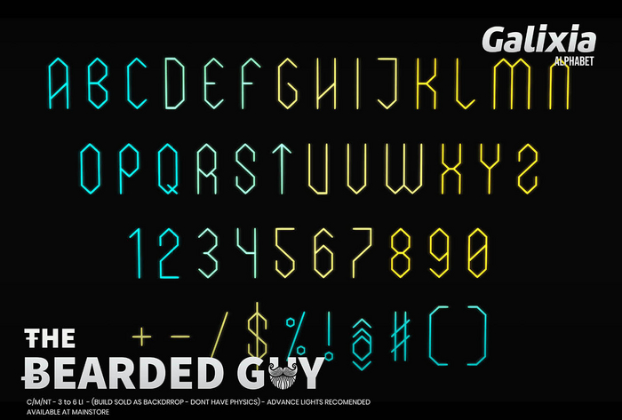 Pack Galixia Neon Alphabet - The Bearded Guy