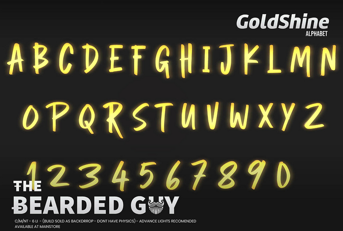 Pack Golden Shine Alphabet - The Bearded Guy