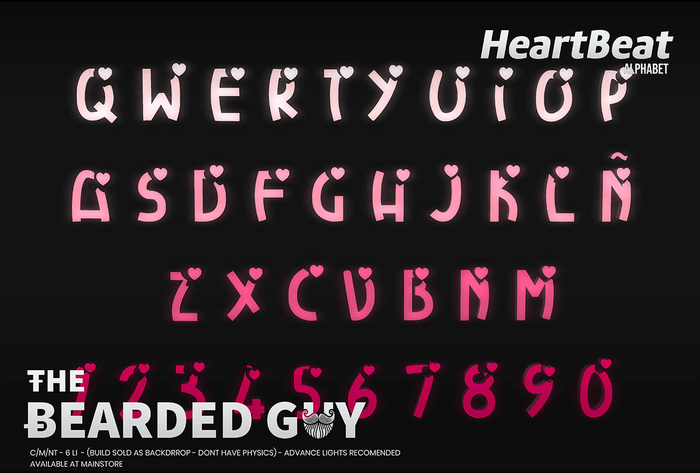 Pack Heartbeat Neon Alphabet - The Bearded Guy
