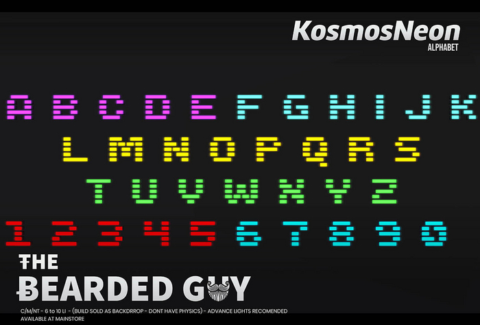 Pack Kosmos Neon Alphabet - The Bearded Guy