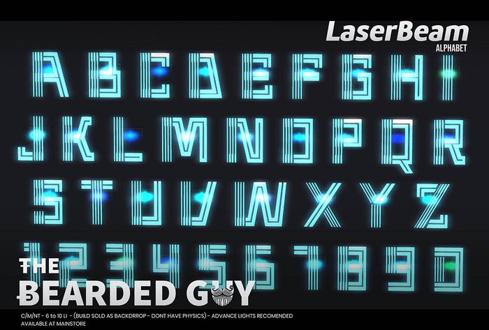 Pack Laser Beam Aqua Alphabet - The Bearded Guy