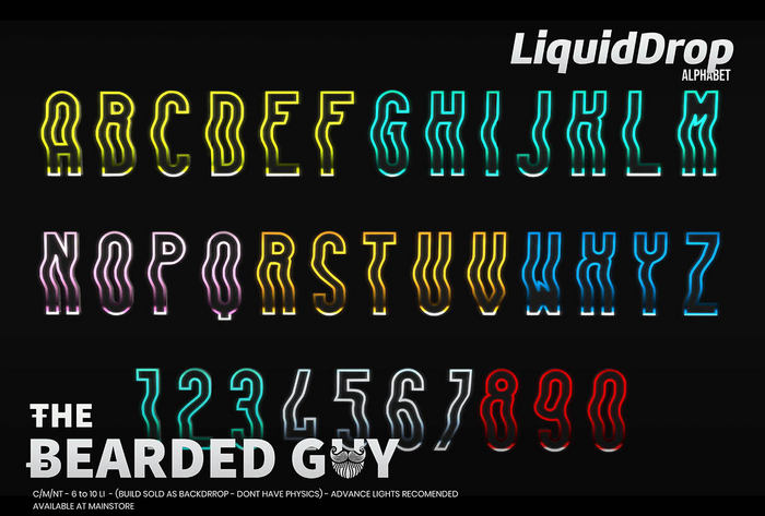 Pack Liquid Drip Neon Alphabet - The Bearded Guy