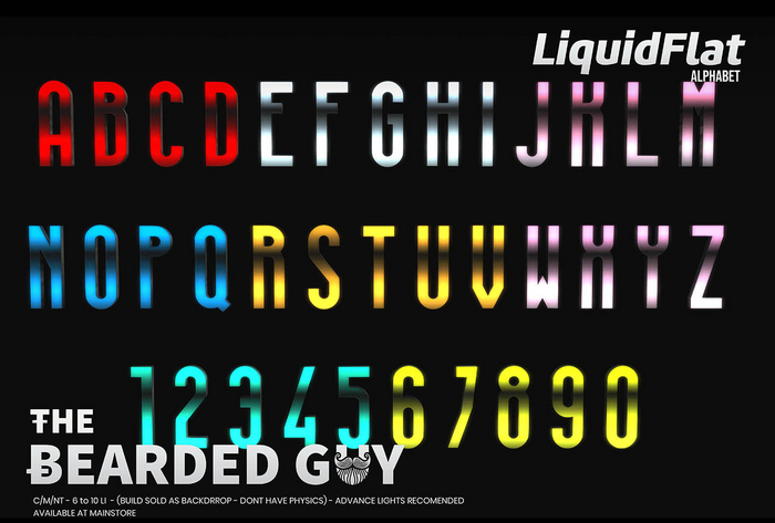 Pack Liquid Flat Neon Alphabet - The Bearded Guy