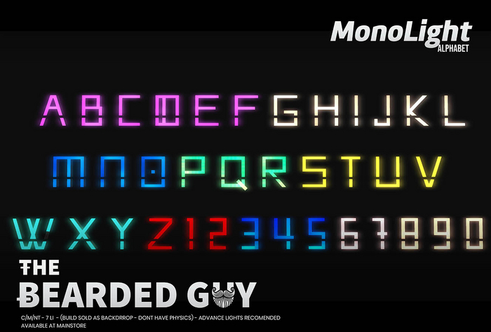 Pack Monolight Neon Alphabet - The Bearded Guy