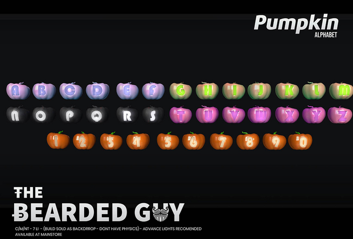 Pack Pumpkin Neons Letters - The Bearded Guy