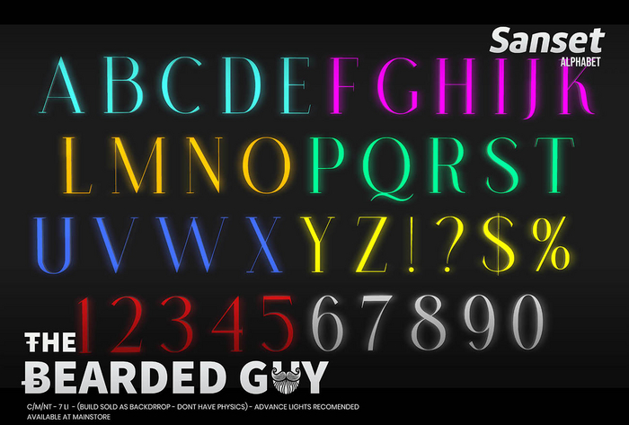 Pack Sanset Neon Alphabet - The Bearded Guy