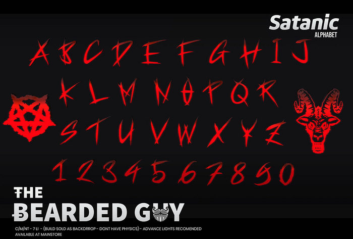 Pack Satanic Neon Alphabet - The Bearded Guy