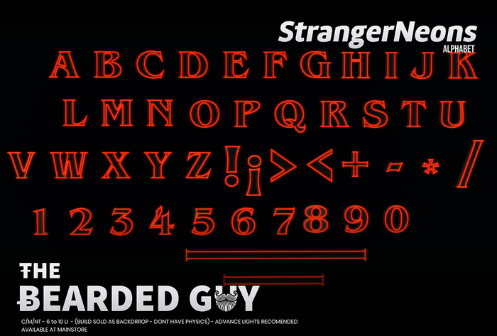 Pack Neon Alphabet - Stranger Letters - The Bearded Guy