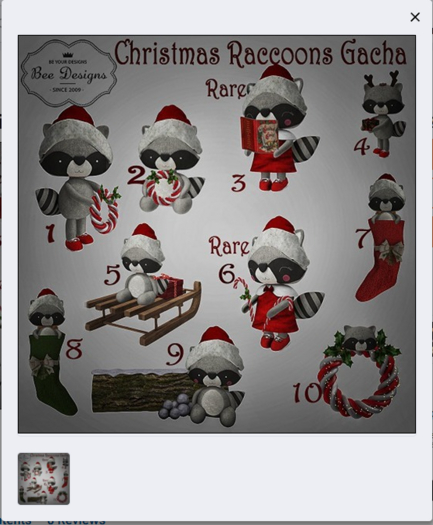 Bee Designs Christmas Raccoons Gacha 6 RARE