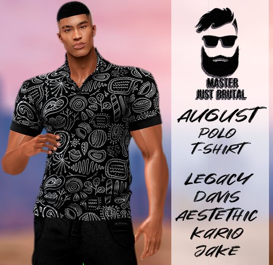 MJB Polo Shirt - black and white pattern