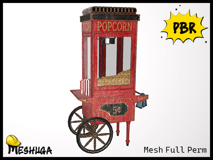 Meshuga PBR Vintage Pop Corn Cart FULL PERM MESH