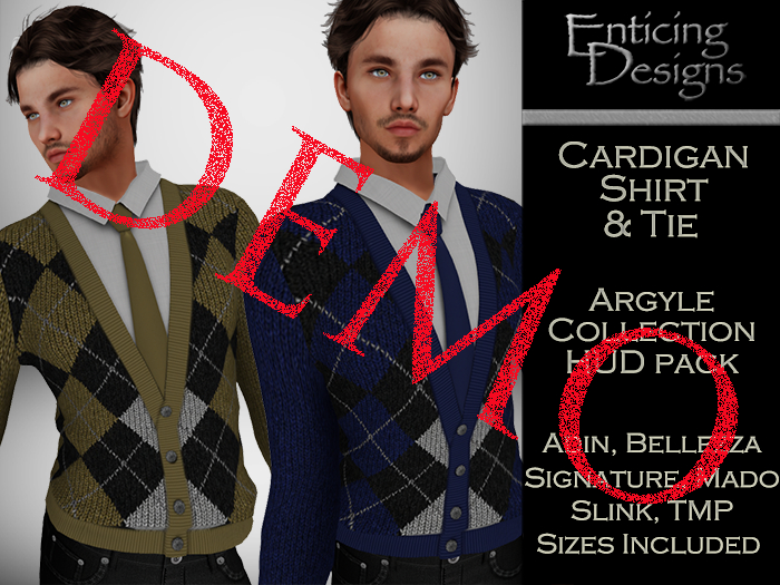 *ED DEMO Pack Cardigan Shirt & Tie - Argyle