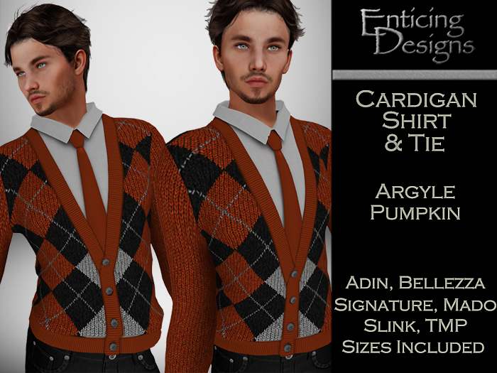 *ED Cardigan Shirt & Tie - Argyle Pumpkin