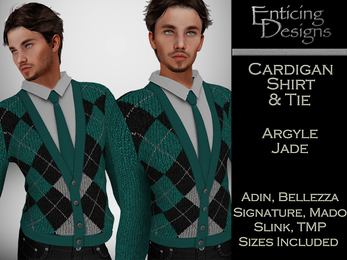 *ED Cardigan Shirt & Tie - Argyle Jade