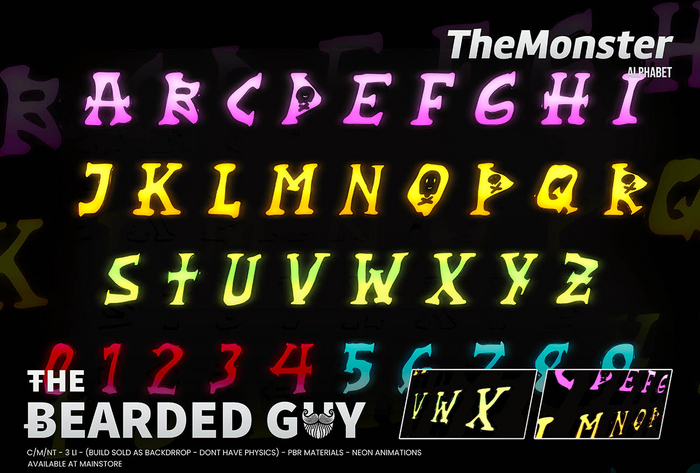 Pack The Monster Neon Alphabet - The Bearded Guy