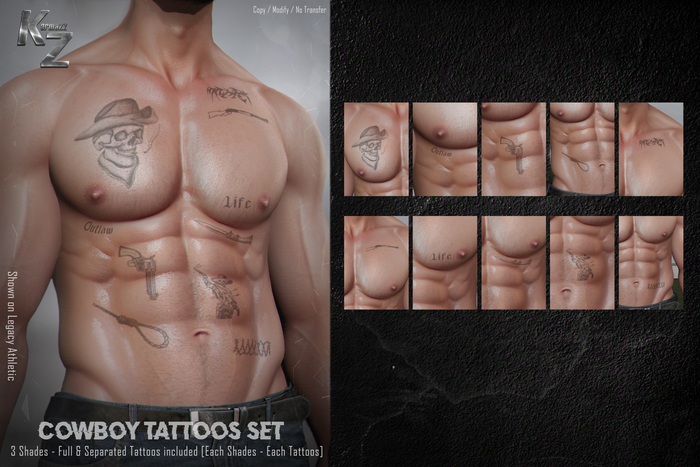 KARMAZZ Cowboy Tattoos Set - 3 Shades - BOM