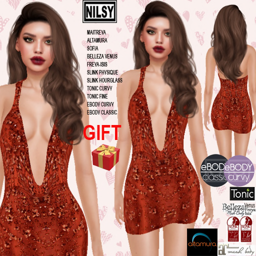GIFT,BEADED RED DRESS