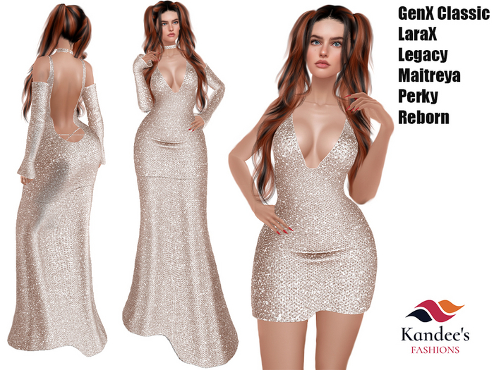 Beige Sparkle New Years Gown Long & Short Versions