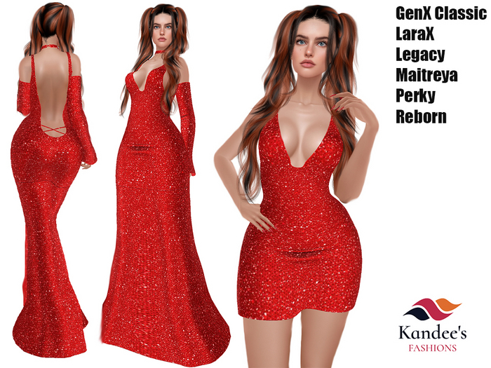 Red Sparkle New Years Gown Long & Short Versions