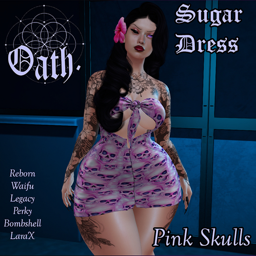 Oath.} Sugar Dress Pink Skulls