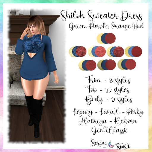 :SS: Shiloh Sweater Dress - Blue, Red Yellow