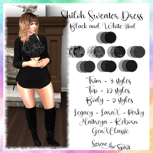:SS: Shiloh Sweater Dress - Black and White