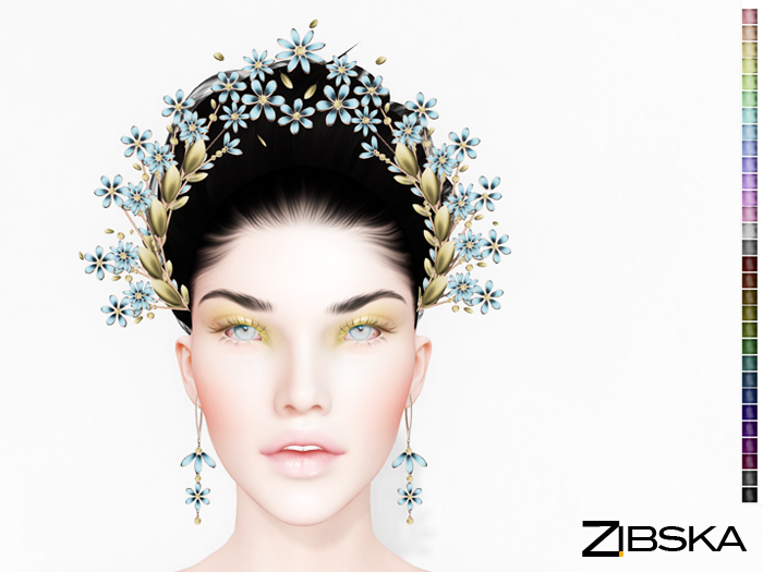 Zibska ~ Margarita color change floral halo headpiece and earrings