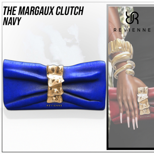 Revienne: The Margaux Clutch [NAVY]