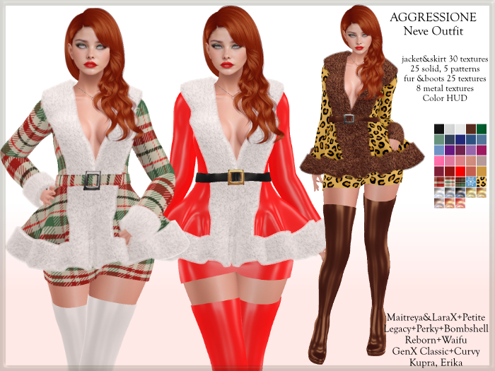 Aggressione Neve Outfit Jacket Skirt Boots Fur PROMO