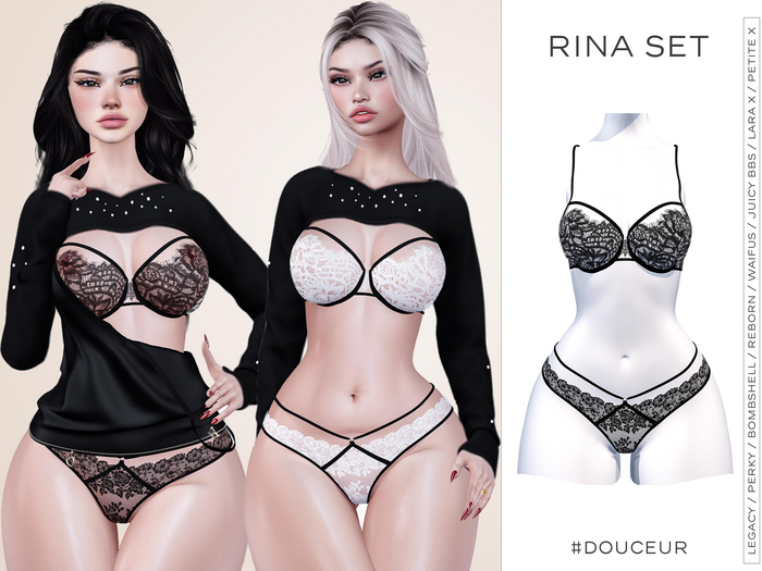 #DOUCEUR - RINA SET - BRA, PANTIES - BLACK